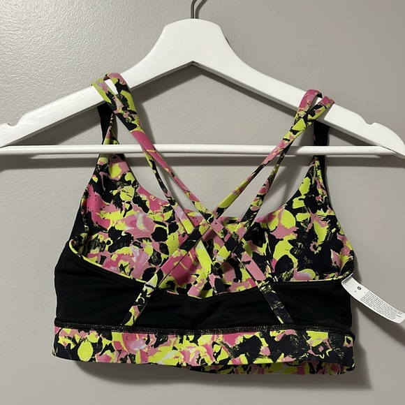 Lululemon Energy Bra Medium Support Inflect Floral Highlight Yellow Multi - Picture 11 of 14